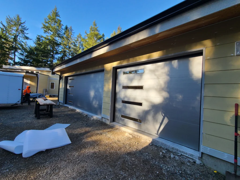 Modern garage doors on a house