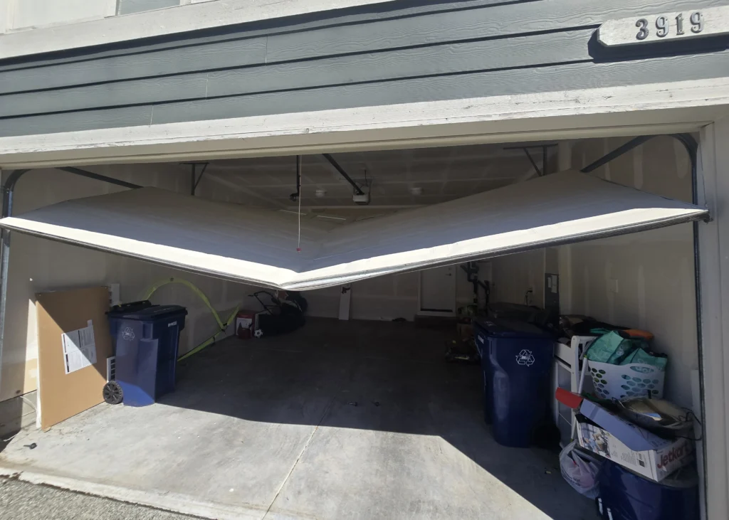 Garage with partially open awning